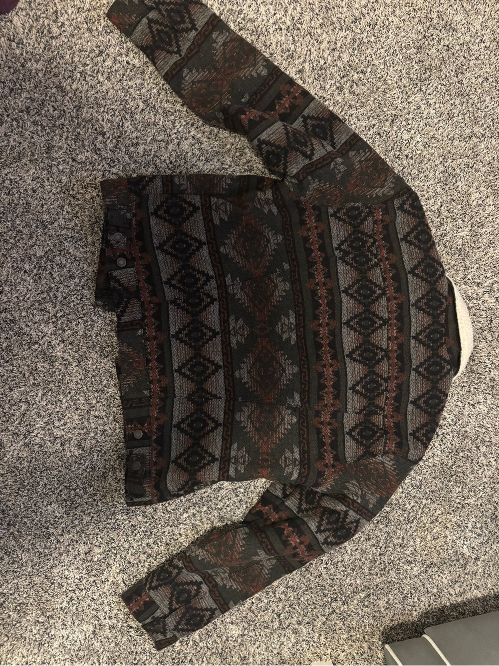 Wrangler Sherpa lined Aztec designed jacket in Olive Green and Rust